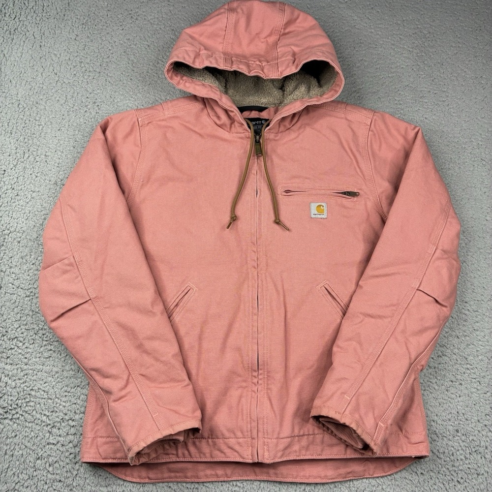 Carhartt Loose Fit Washed Duck SherpaLined Jacket Pink Rose Woman's XS OJ4392-W
